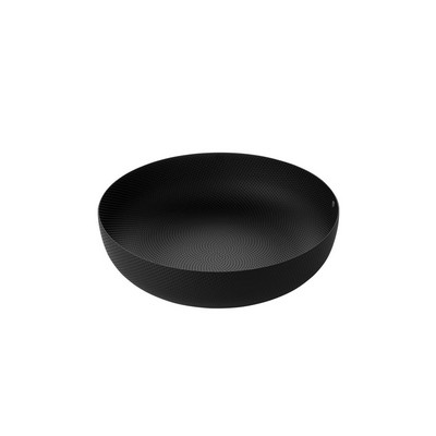 Alessi-Cestino rotondo in acciaio colorato e resina, nero con decoro a rilievo